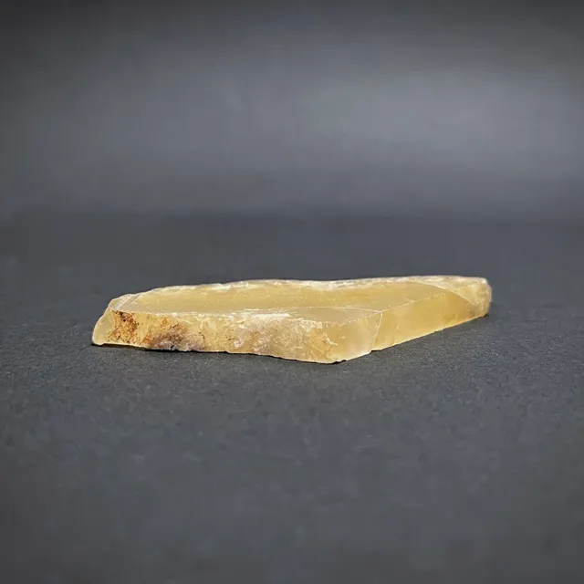 Hokkaidoite slice 1C07 in daylight (8/9) — 7.2 × 3 × 0.6 cm, Hokkaido, Japan · Kitsune Mineral