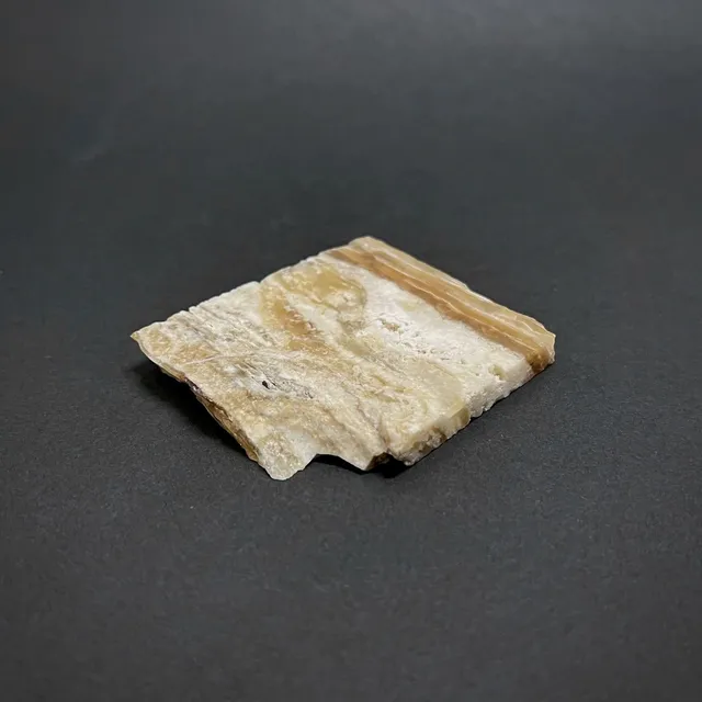 Hokkaidoite slice 2B01 in daylight (9/10) — 6.4 × 5.4 × 0.8 cm, Hokkaido, Japan · Kitsune Mineral