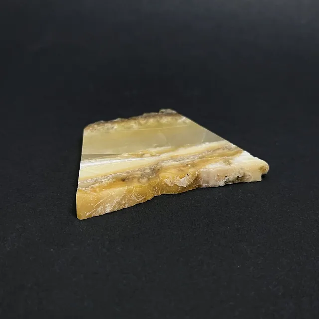 Hokkaidoite slice 2B04 in daylight (8/9) — 6.5 × 4.3 × 0.6 cm, Hokkaido, Japan · Kitsune Mineral