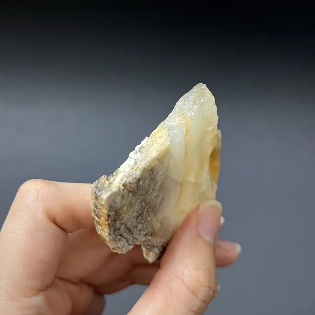 Hokkaidoite slice AL02 in daylight (7/7) — 5.2 × 5 × 0.7 cm, Hokkaido, Japan · Kitsune Mineral