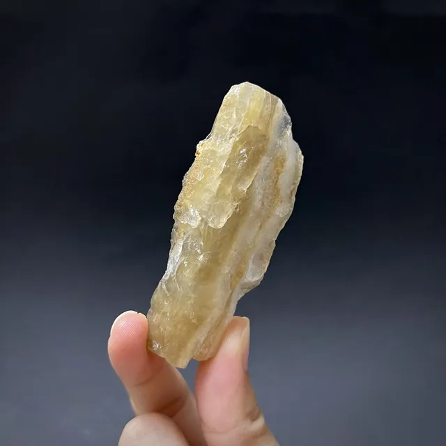 Hokkaidoite slice BL01 in daylight (9/11) — 7.3 × 2.9 × 1.1 cm, Hokkaido, Japan · Kitsune Mineral