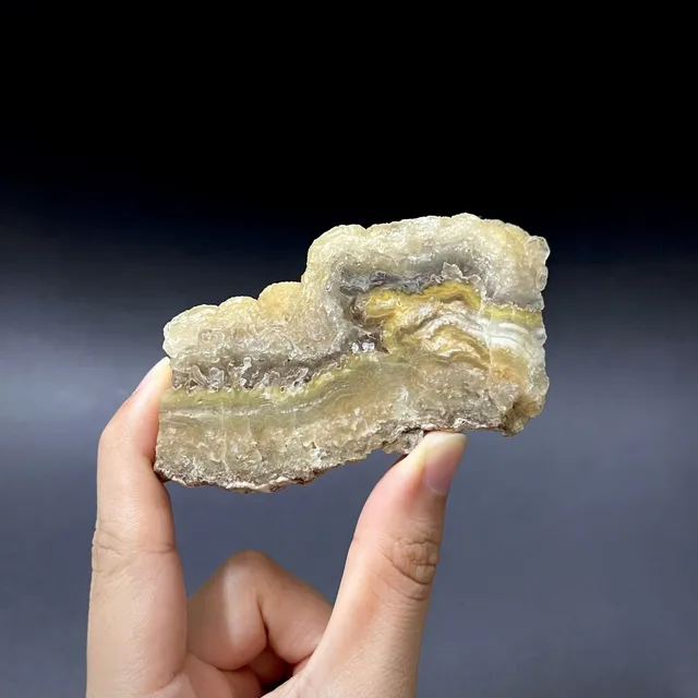 Hokkaidoite slice BXL01 in daylight (8/10) — 9.0 × 5.2 × 1.0 cm, Hokkaido, Japan · Kitsune Mineral