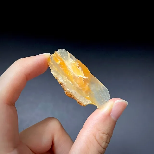 Hokkaidoite slice CS02 in daylight (7/8) — 4.6 × 2.0 × 0.7 cm, Hokkaido, Japan · Kitsune Mineral